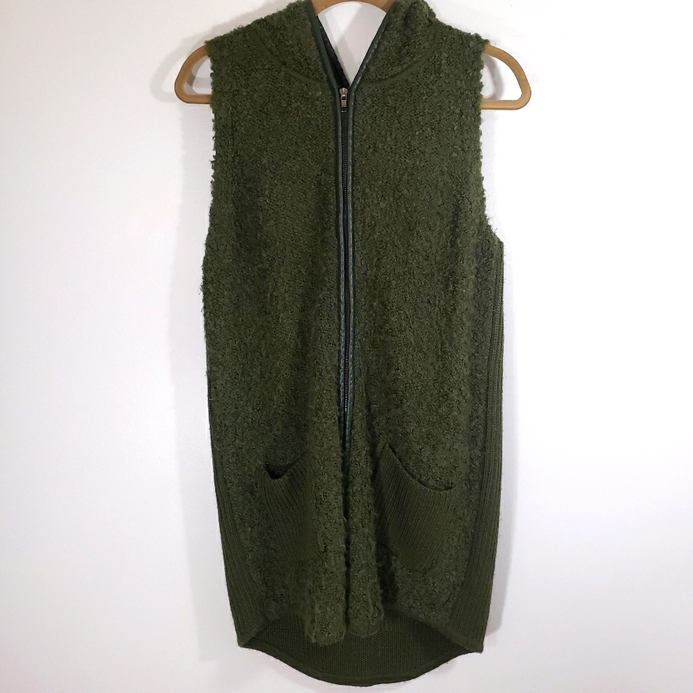 KERISMA boucle long zip front hooded sweater vest